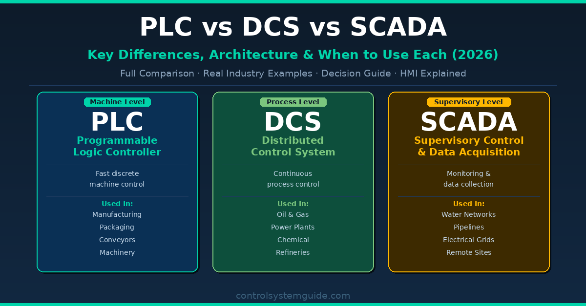 PLC vs DCS vs SCADA – The Best Guide to Key Differences (2026)