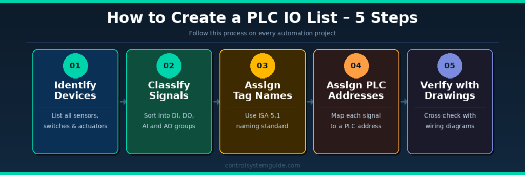 how to create a plc io list step by step