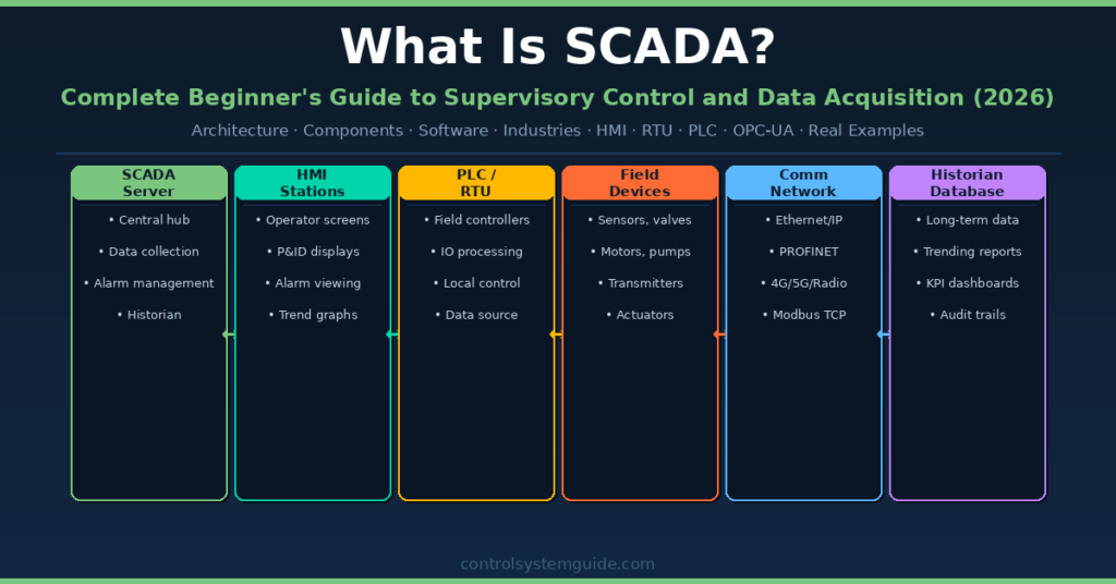 what is SCADA system components architecture beginners guide 2026